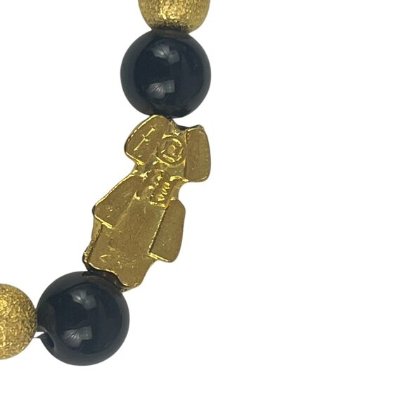 Black & Gold Beaded Feng Shui Bracelet With Pixiu Charm - Picture 5 of 8